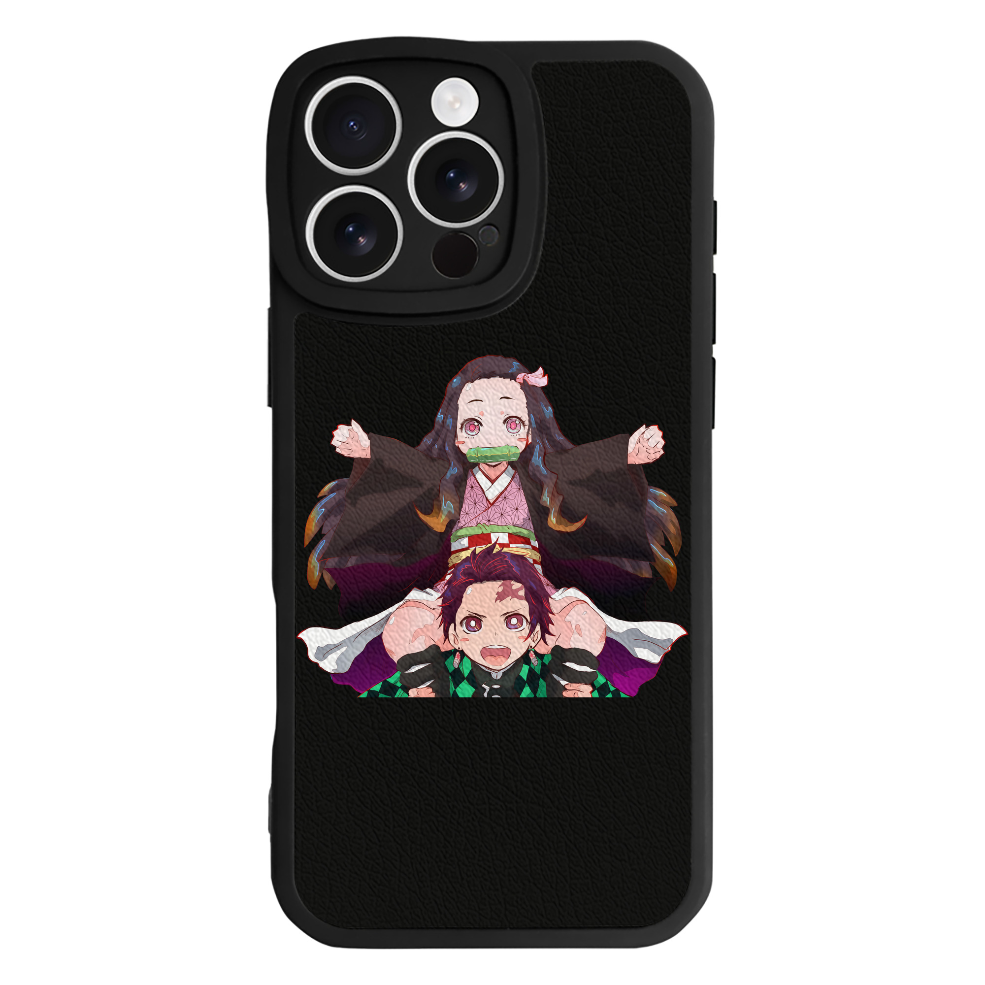 （画像用） 鬼滅の刃（きめつのやいば）竈門 禰󠄀豆子／かまど ねずこ Kamado Nezuko 【iPhone 16シリーズ対応】シリコンスマホケース（レザー調） 材質：シリコン